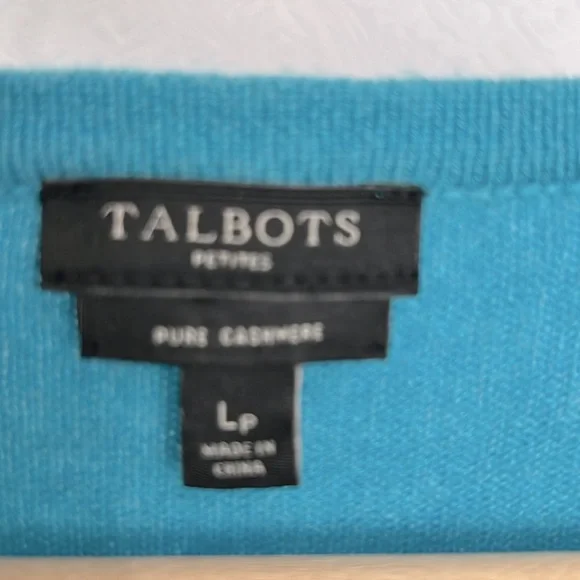 Talbots Petites, Size LP Cashmere Aqua Sweater - Picture 3 of 4